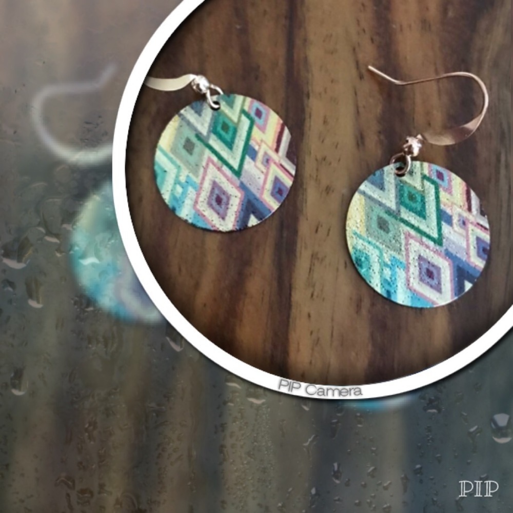 Blue Enameled Laser Lace Earrings